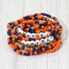 Fashnzfab 10pcs - Go Gameday Message Beaded Stretch Multi Layered Bracelets Navy, Orange In Multi