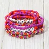 Fashnzfab 10pcs - Go Gameday Message Beaded Stretch Multi Layered Bracelets Orange, Purple In Multi