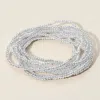 Fashnzfab 10pcs - Metal Ball Beaded Stretch Multi Layered Bracelets - Silver In White