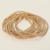 Fashnzfab 10pcs - Metal Ball Beaded Stretch Multi Layered Bracelets Gold In Gold