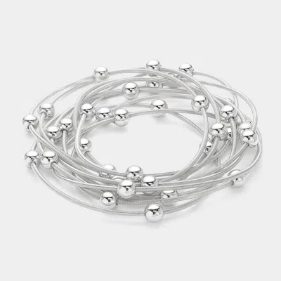Fashnzfab 10pcs - Metal Ball Station Stretch Multi Layered Bracelets