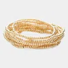 Fashnzfab 10pcs - Metal Ball Stretch Multi Layered Bracelets In Gold