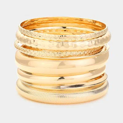 Fashnzfab 10pcs - Metal Multi Layered Bangle Bracelets In Gold