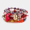 Fashnzfab 10pcs - Puka Shell Flower Tassel Charm Wood Heishi Beaded Stretch Bracelets In Multi