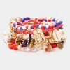 Fashnzfab 10pcs - Puka Shell Metal Bow Elephant Charm Pointed Various Beads Beaded Stretch Multi Layered Brace In Multi