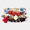 Fashnzfab 10pcs - Strand Bead Tassel Layered Bracelet In Multi