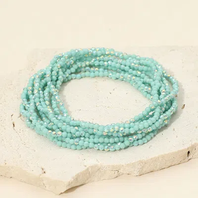 Fashnzfab 10pcs - Faceted Seed Beaded Stretch Multi Layered Bracelets In Blue