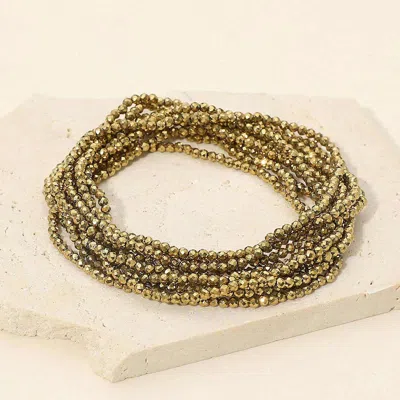 Fashnzfab 10pcs - Faceted Seed Beaded Stretch Multi Layered Bracelets In Gold