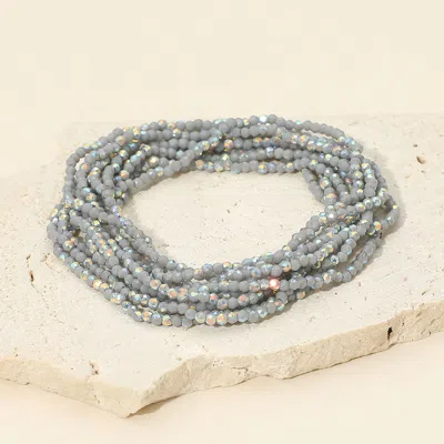 Fashnzfab 10pcs - Faceted Seed Beaded Stretch Multi Layered Bracelets In Gray
