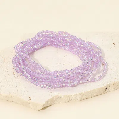 Fashnzfab 10pcs - Faceted Seed Beaded Stretch Multi Layered Bracelets In Pattern