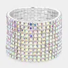 Fashnzfab 11-row Crystal Rhinestone Stretchable Bracelet Ab, Silver In Multi