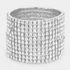 Fashnzfab 11-row Crystal Rhinestone Stretchable Bracelet Clear, Silver In Multi