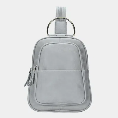 Fashnzfab 11" X 1.5" X 9" Solid Faux Leather Sling Bag In Gray