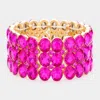 Fashnzfab 1.2" H Oval Stone Cluster Stretch Evening Bracelet In Gold