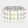 Fashnzfab 1.2" H Oval Stone Cluster Stretch Evening Bracelet In Multi