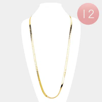 Fashnzfab 12 Pcs - Gold Plated Superflex Herringbone Chain Necklaces