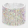 Fashnzfab 12-row Crystal Rhinestone Stretchable Bracelet Ab, Silver In Multi