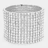 Fashnzfab 12-row Crystal Rhinestone Stretchable Bracelet Clear, Silver In Multi