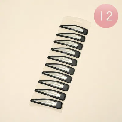 Fashnzfab 12 Set Of 10 - Classic Snap Hair Clips Balck In Black