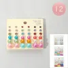 Fashnzfab 12 Set Of 18 - Stone Pearl Stud Earring Set In Multi