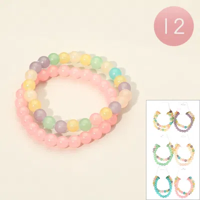 Fashnzfab 12 Set Of 2 - Ball Beaded Layered Bracelets Assorted In Multi