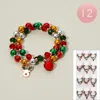 Fashnzfab 12 Set Of 2 - Christmas Charm Beaded Multi Layered Bracelets In Multi