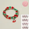 Fashnzfab 12 Set Of 2 - Christmas Charm Beaded Multi Layered Bracelets In Multi