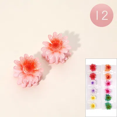 Fashnzfab 12 Set Of 2 - Floral Daisy Hair Claw Clip Set In Pink