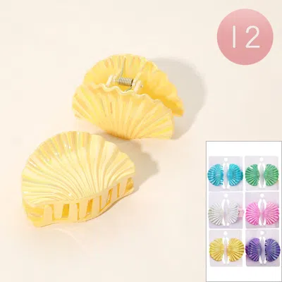 Fashnzfab 12 Set Of 2 - Shell Shaped Hair Claw Clip Set In Yellow