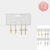 Fashnzfab 12 Set Of 2 - Stone Paved Cross Dangle Earrings In Gold