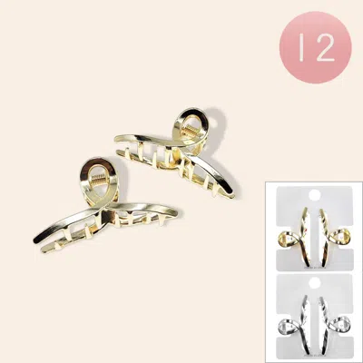 Fashnzfab 12 Set Of 2 - Metal Hair Claw Clips In Gold