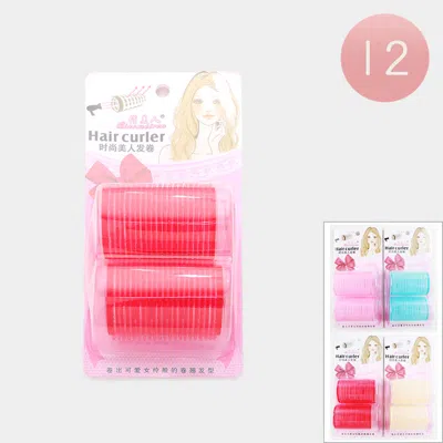 Fashnzfab 12 Set Of 2 - Self Grip Hair Rollers 2.5" X 1.5" In Multi