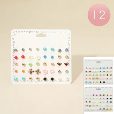 Fashnzfab 12 Set Of 20 - Mixed Stud Earring Set Assorted In Multi