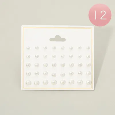 Fashnzfab 12 Set Of 20 - Pearl Stud Earrings In White