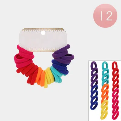 Fashnzfab 12 Set Of 28 - Plain Fabric Stretchable Hair Bands In Multi