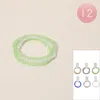 Fashnzfab 12 Set Of 3 - Color And Clear Beaded Multi Layered Stretch Bracelets In Green