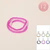 Fashnzfab 12 Set Of 3 - Color And Clear Beaded Multi Layered Stretch Bracelets In Pink