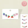Fashnzfab 12 Set Of 3 - Fruit Assorted Stud Earring Set In Multi