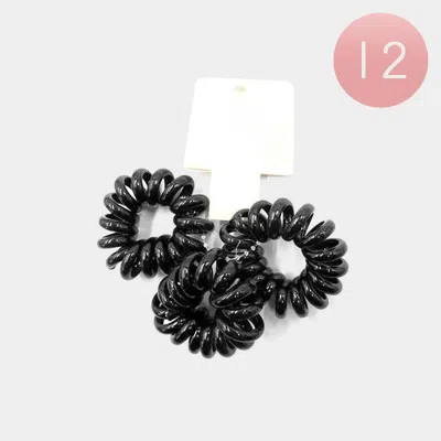 Fashnzfab 12 Set Of 3 - Clear Colorful Spiral Hair Bands In Black