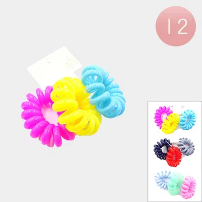 Fashnzfab 12 Set Of 3 - Colorful Spiral Hair Bands In Pink