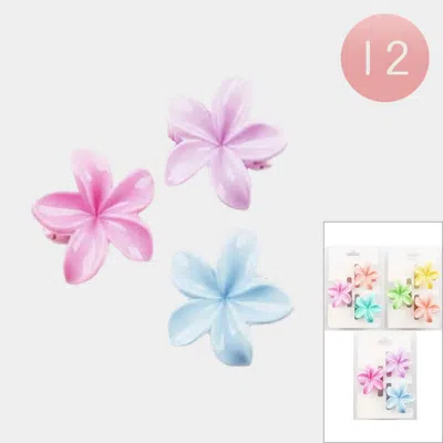 Fashnzfab 12 Set Of 3 - Flower Hair Claw Clip Set In Multi