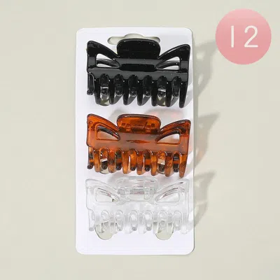 Fashnzfab 12 Set Of 3 - Hair Claw Clip Set In Multi