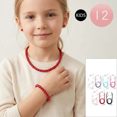Fashnzfab 12 Set Of 3 - Kids Beaded Jewelry Set In Multi