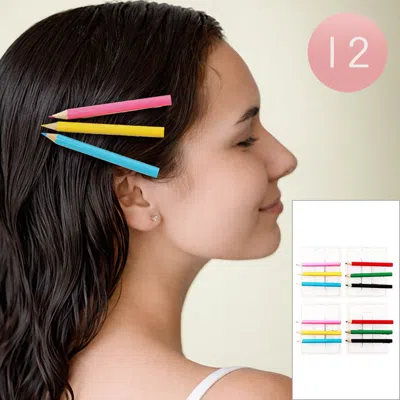 Fashnzfab 12 Set Of 3 - Pencil Shape Hair Pin Set In Silver