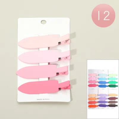 Fashnzfab 12 Set Of 4 - Matte Alligator Hair Clips In Multi