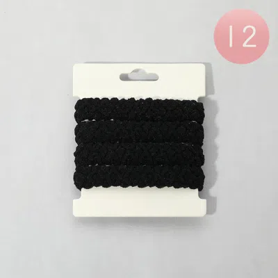 Fashnzfab 12 Set Of 4 - Plain Braided Stretch Hair Bands In Black