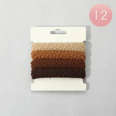 Fashnzfab 12 Set Of 4 - Plain Braided Stretch Hair Bands In Multi