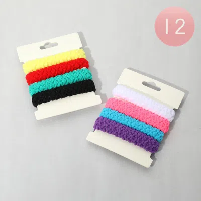 Fashnzfab 12 Set Of 4 - Plain Braided Stretch Hair Bands In Multi
