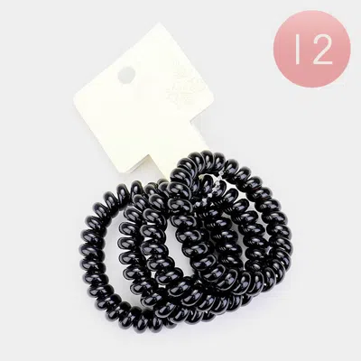 Fashnzfab 12 Set Of 4 - Spiral Hair Tie Twisters In Black