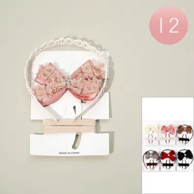 Fashnzfab 12 Set Of 4 - Bow Headband Hair Bands Set In Multi